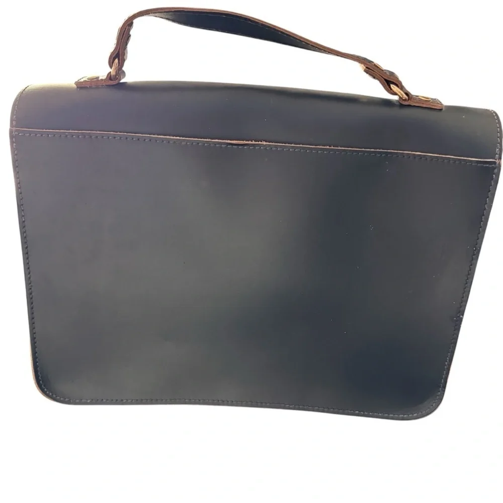 Mark and Graham Navy Leather Messenger Bag Work Travel Crossbody